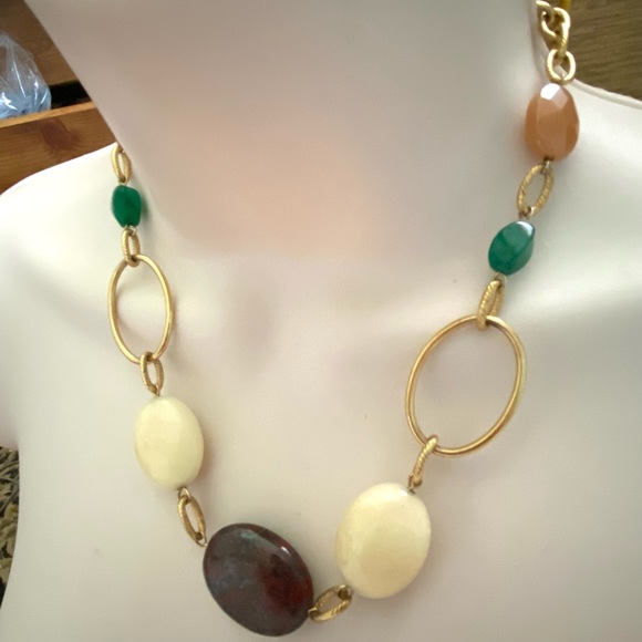 Mahogany Obsidian & Other Crystals Gold Necklace - Picture 1 of 2